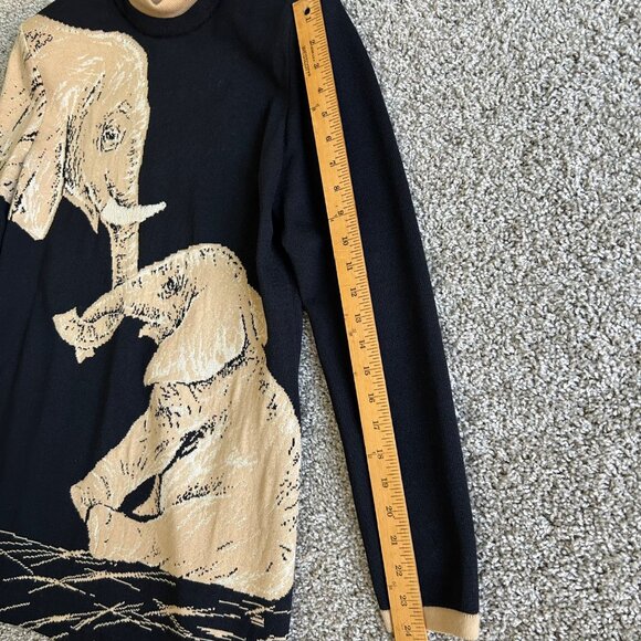St. John Womens L Collection Black & Beige Elephant Intarsia Knit Tunic Sweater - Picture 10 of 11